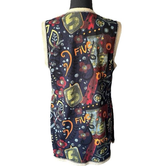ZOE by Michael Phillips Vest Full Zip Pockets Arts Graphics Women’s M New - Picture 5 of 11
